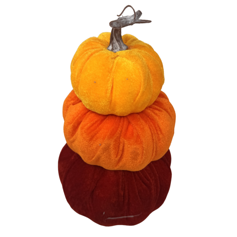 12" Colorful Stack Velvet Pumpkins