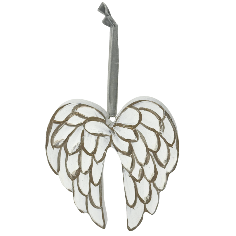 5" Wooden Angel Wings Ornament
