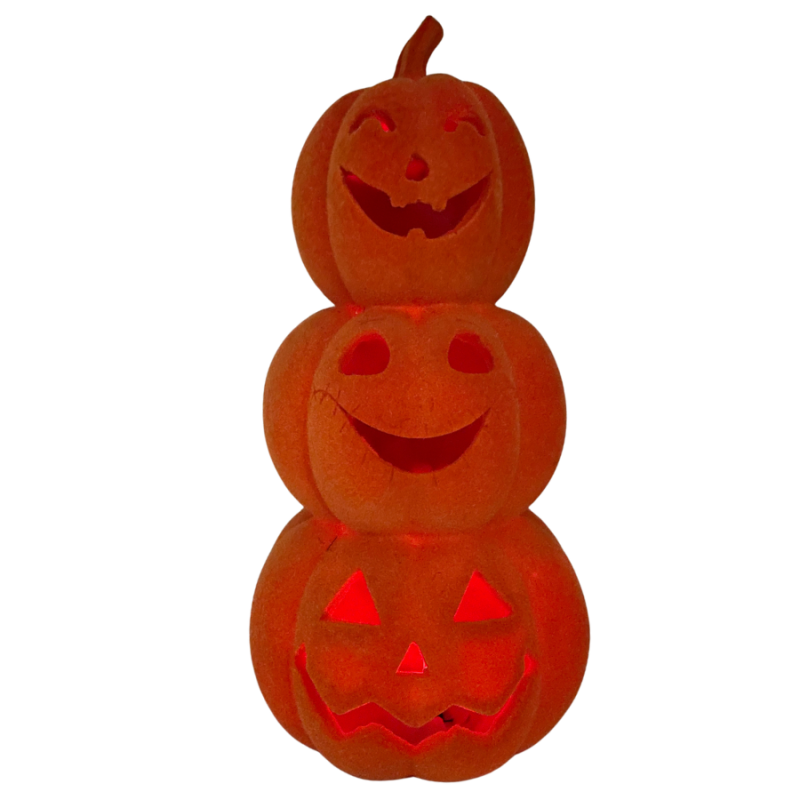 11" LED Velvet Pumpkin Stack
