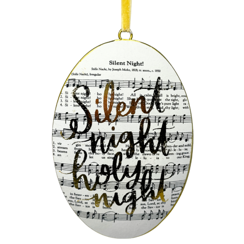 9" Silent Night Music Ornament w/ Gold Accents