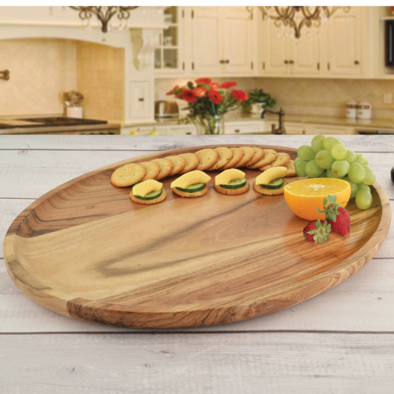 Oval Acacia Wood Serving Tray