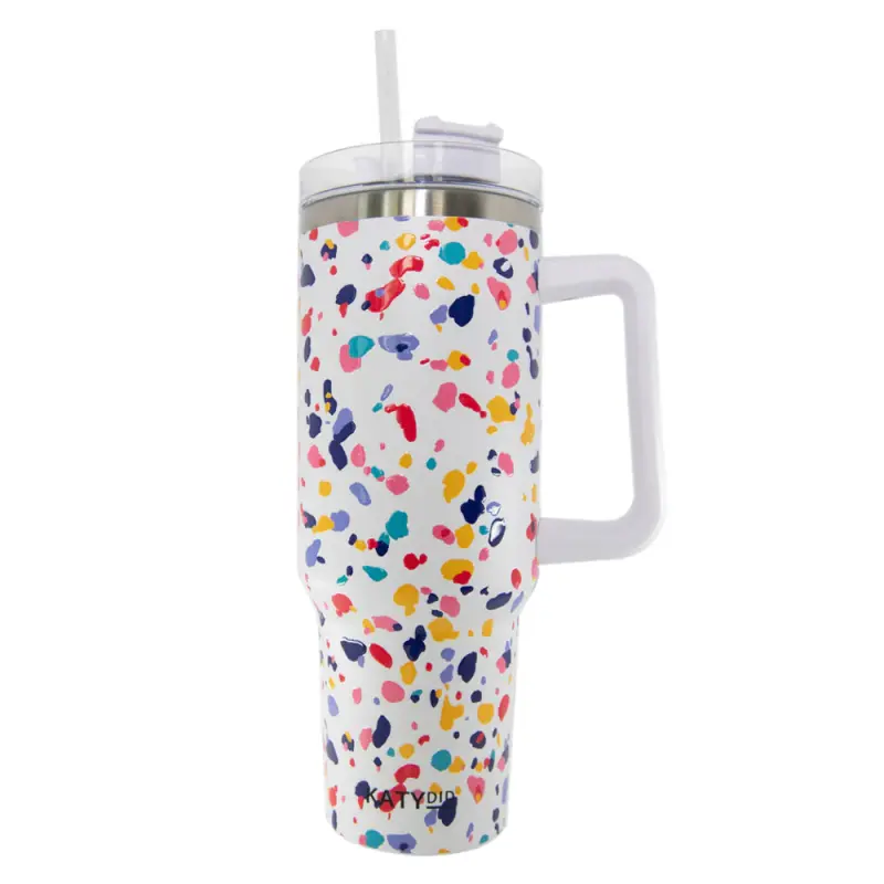 https://www.carolinapottery.com/imagecache/productXLarge/kdc-tumb-15_muld2_katydid_40ozm_confetti_print_tumbler_cup_with_handles-32993600.webp