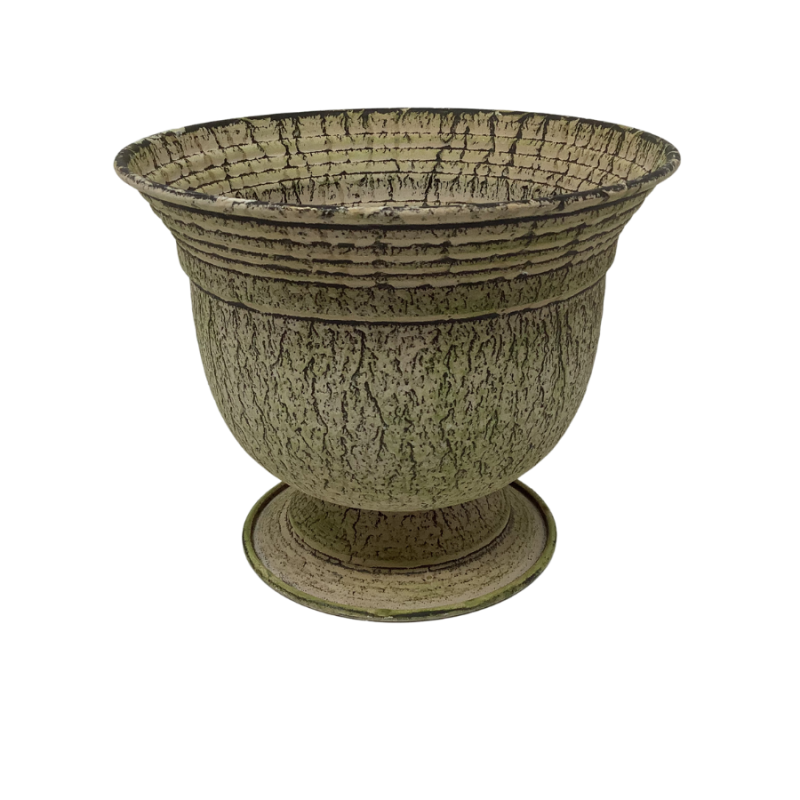 Metal Beige, Green and Black Vase