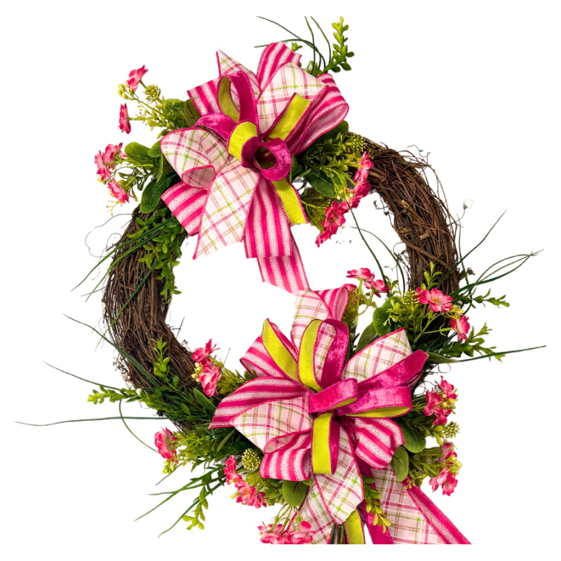 38" Pink & Green Spring Wreath