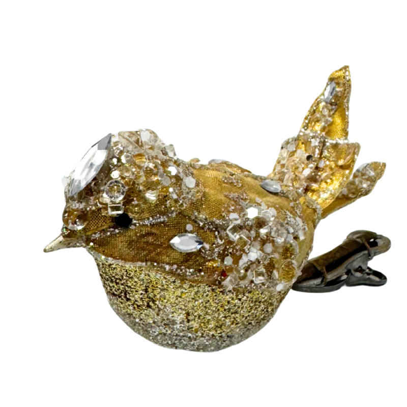 Small Gold Bird on Clip w/ Gems