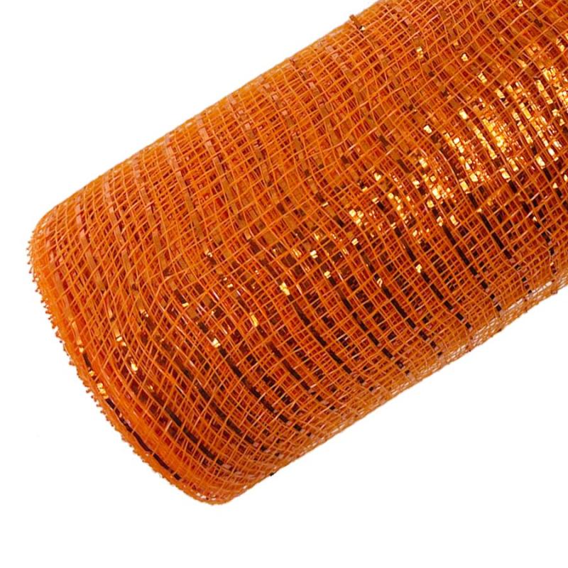 10"x10yd Metallic Deco Mesh - Orange