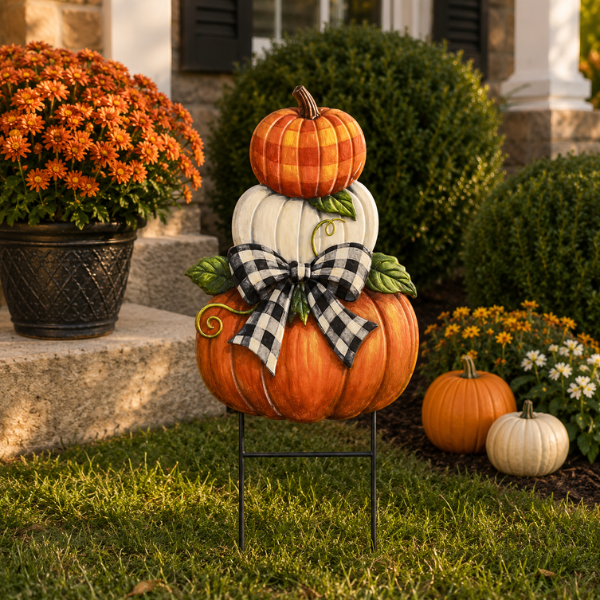 Harvest Pumpkin Stack Metal Art