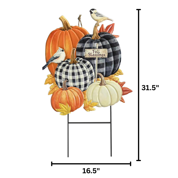 Fall Blessings Pumpkins Metal Art