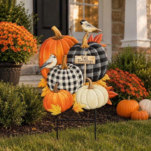 Fall Blessings Pumpkins Metal Art