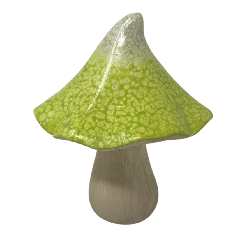 7.5" Glazed Outdoor Mushroom-Green