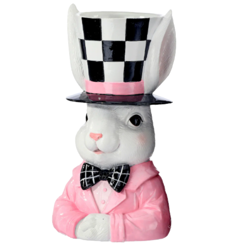 13.5" Resin Bunny Bust Planter - Boy