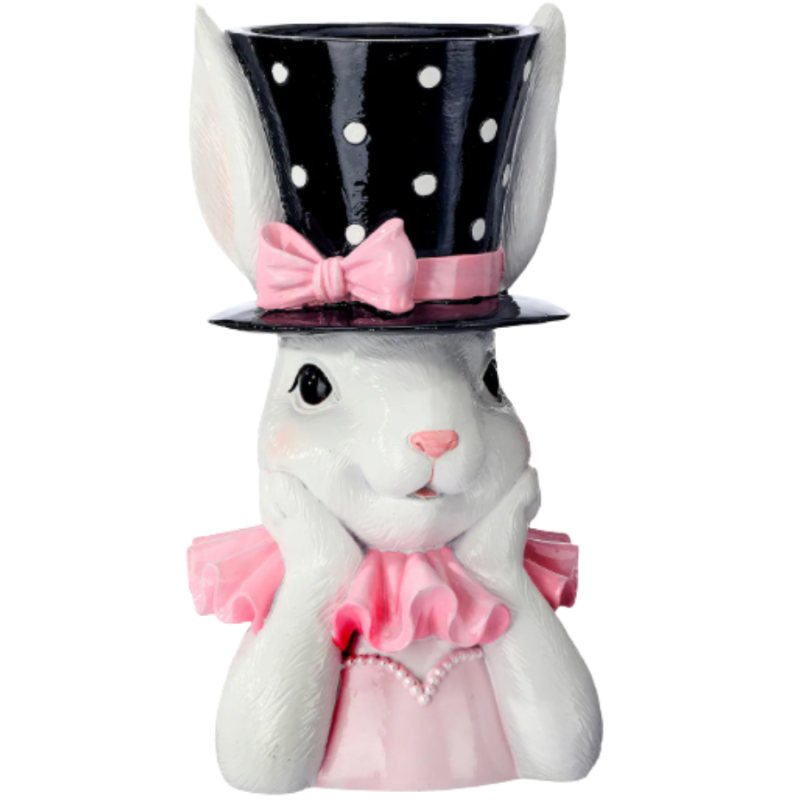 13.5" Resin Bunny Bust Planter - Girl