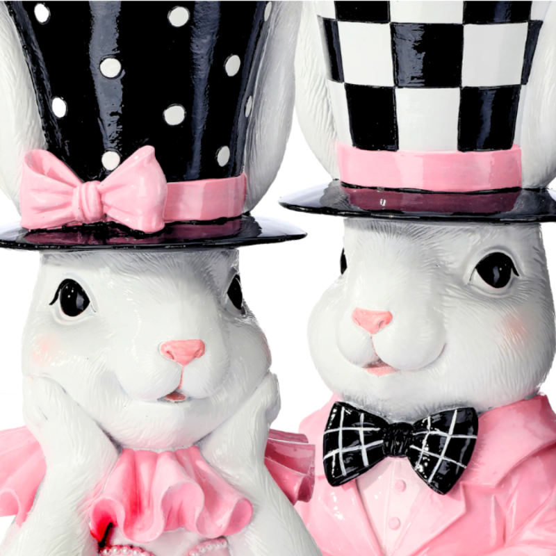 13.5" Resin Bunny Bust Planters - Boy & Girl (Set)