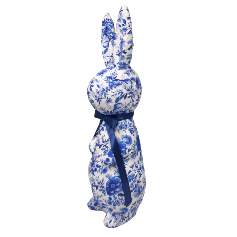 15" Blue & white Fabric Easter Bunny