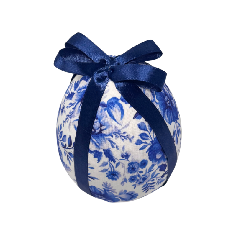 5.5" Blue & White Fabric Easter Egg