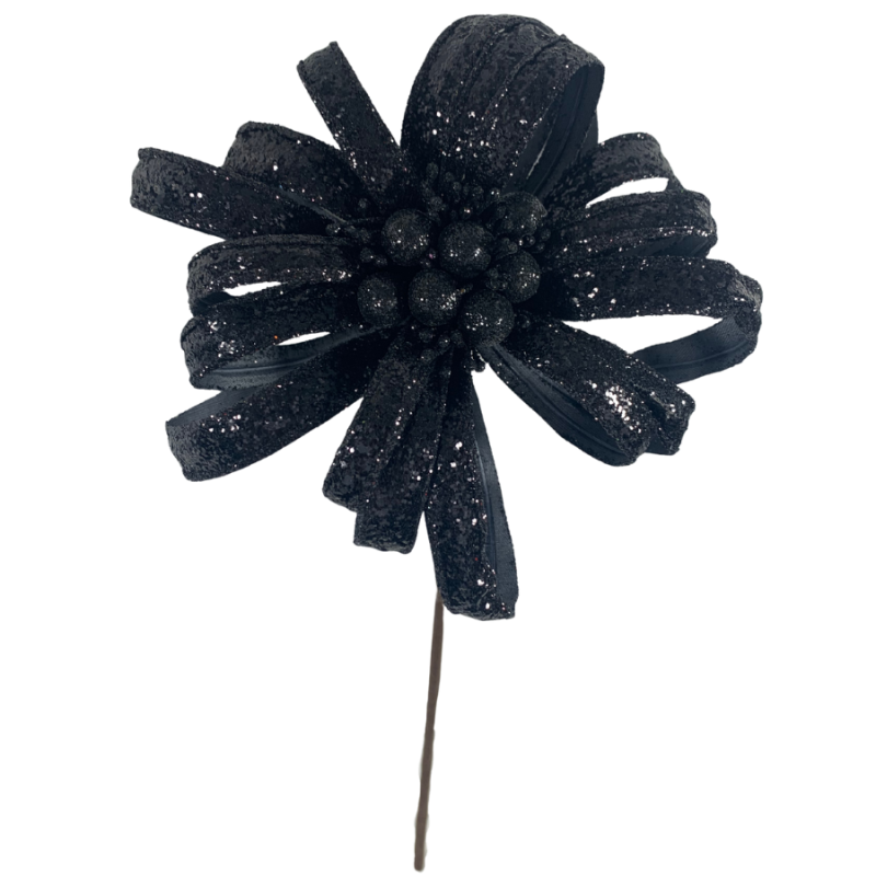 18" Glitter Spooky Blossom Spray