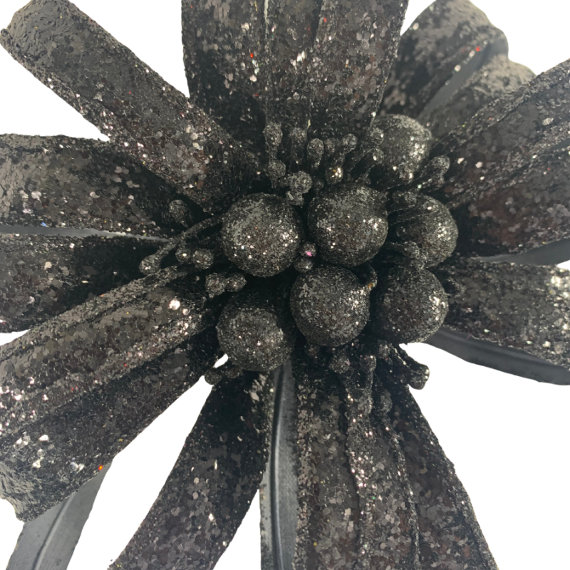 18" Glitter Spooky Blossom Spray