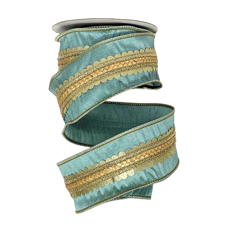 2.5" 5yd Scalloped Braid Dupion Ribbon