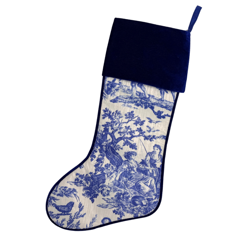 25" Blue Christmas Stocking w/ Velvet Cuff