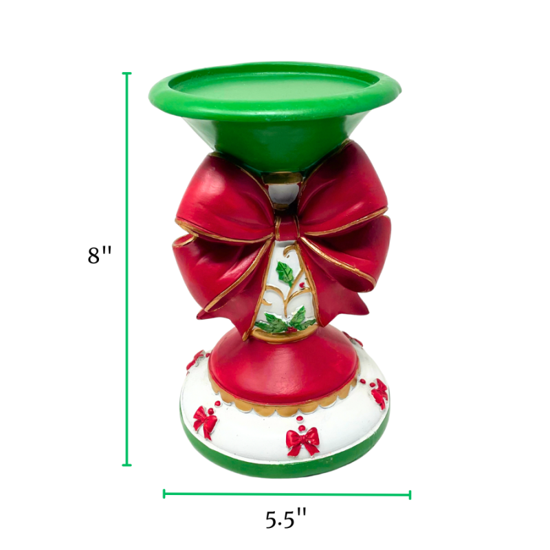 8" Resin Ribbon Bow Candle Holder