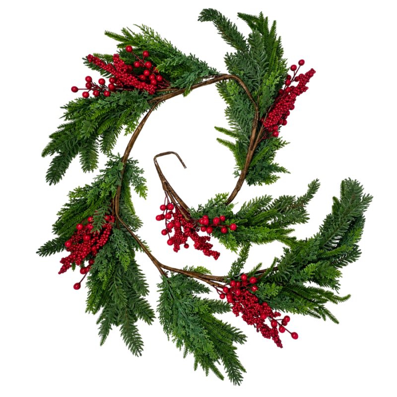 5ft Berry and Cedar Wired Garland