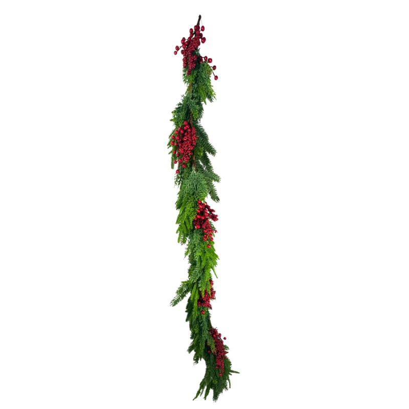 5ft Berry and Cedar Wired Garland