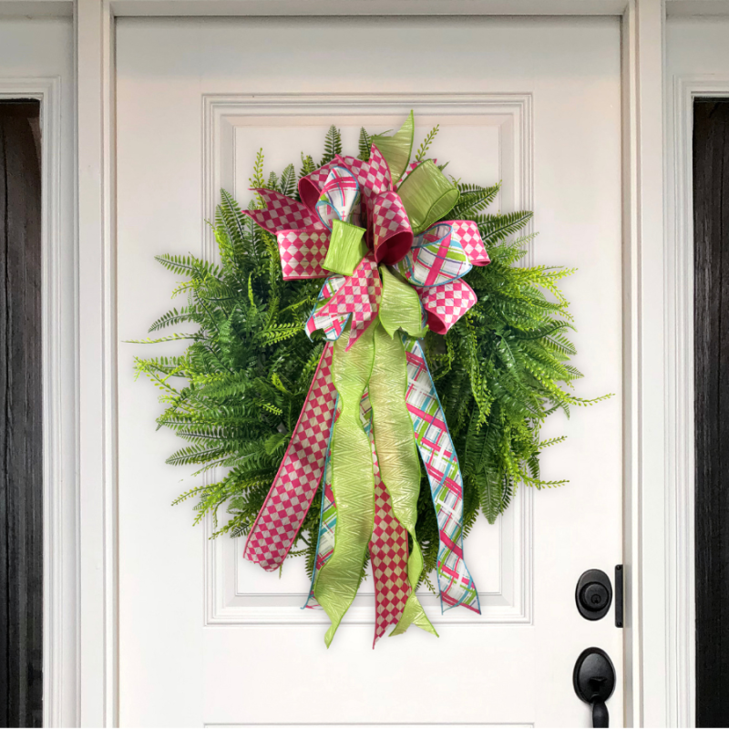 30" Mixed Grass Wreath w/ Spring Bow