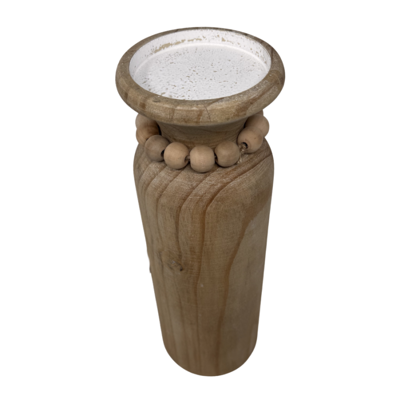 12" Wooden Beaded Candle Holder