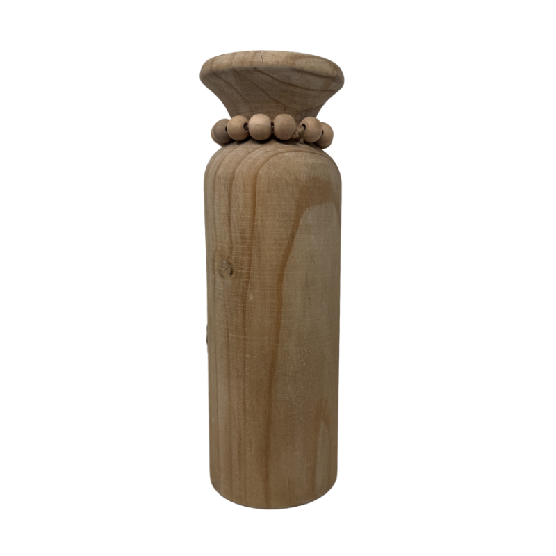 12" Wooden Beaded Candle Holder