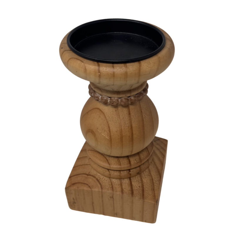 8" Wooden Beaded Candle Holder