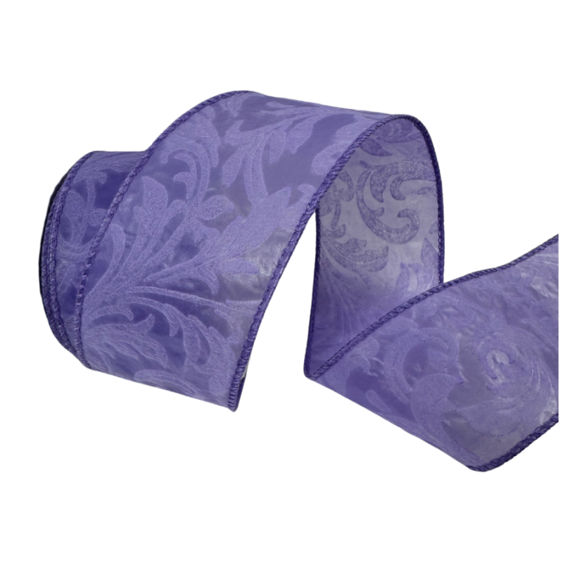 2.5" x 10yd Leaf Filagree Ribbon-Lavendar