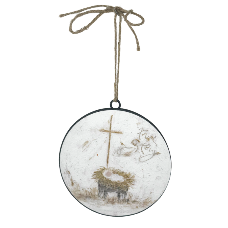 6" Round True Story Metal Ornament