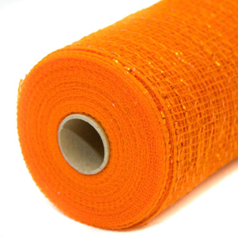 10"x10yd Metallic Deco Mesh - Orange