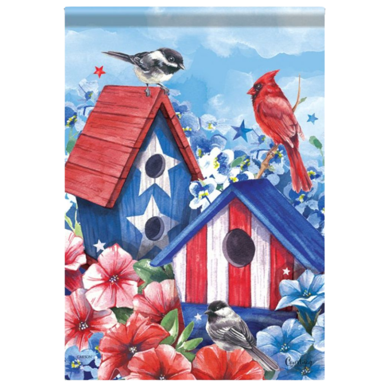 Patriotic Birdhouse Garden Flag