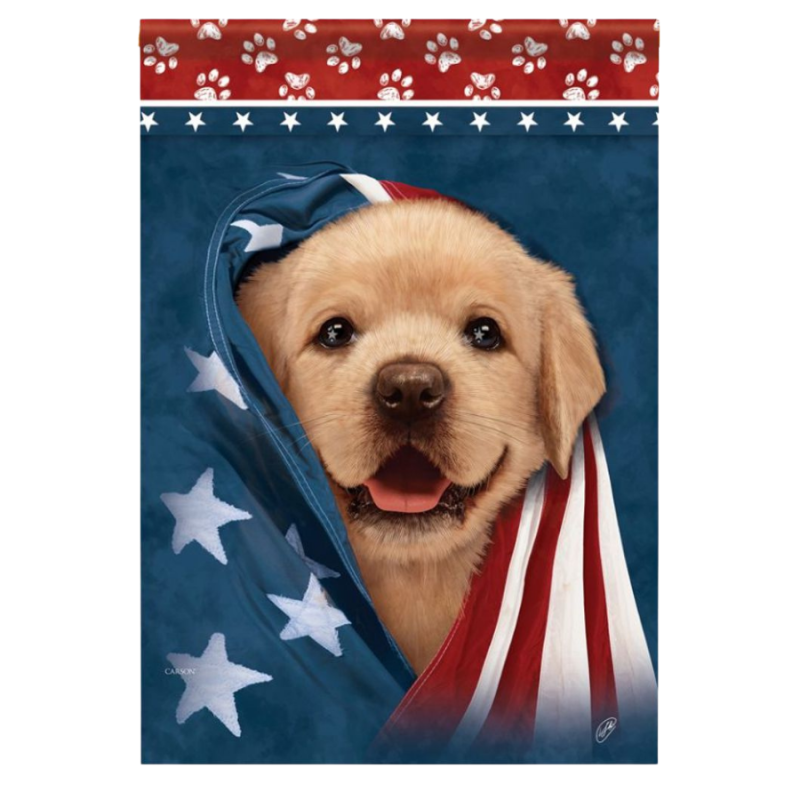 Patriotic Puppy Garden Flag
