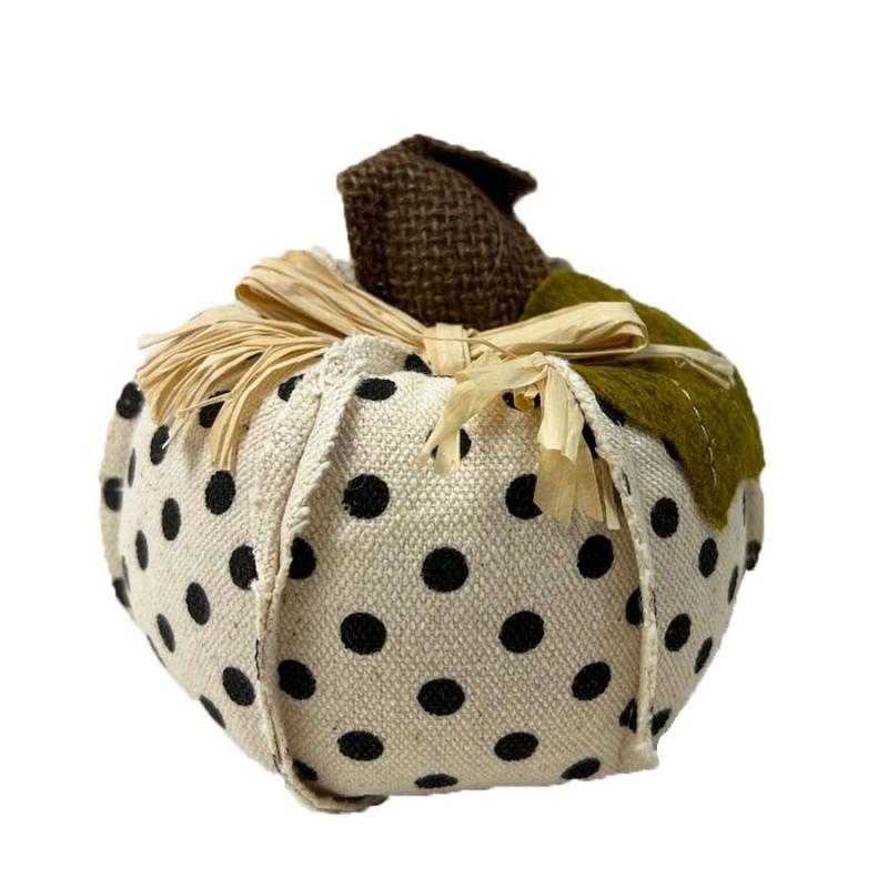 Mini Fabric Pumpkin-Cream With Polka Dots