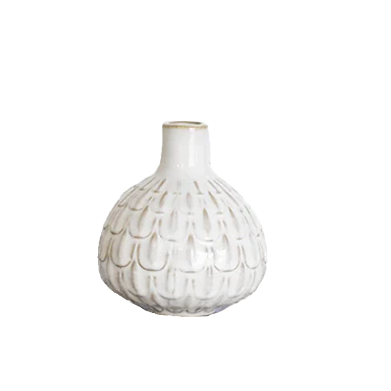 4" Small Scalloped Vase - White