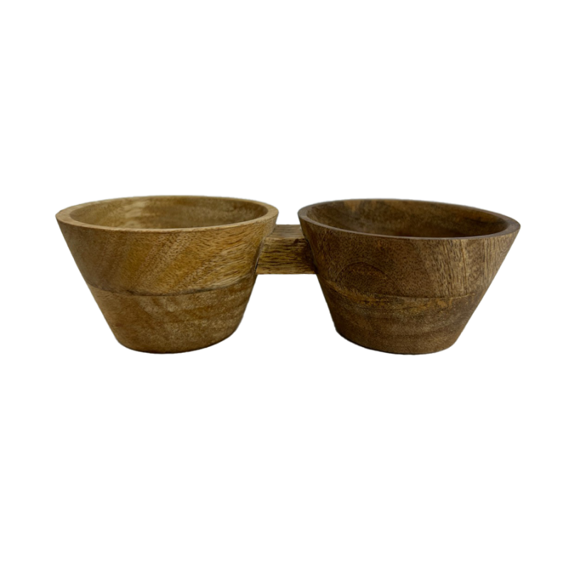 Wood Double Sauce Cup