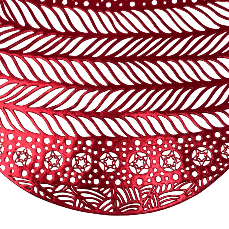 Red Christmas Ornament Vinyl Placemats - Set of 4
