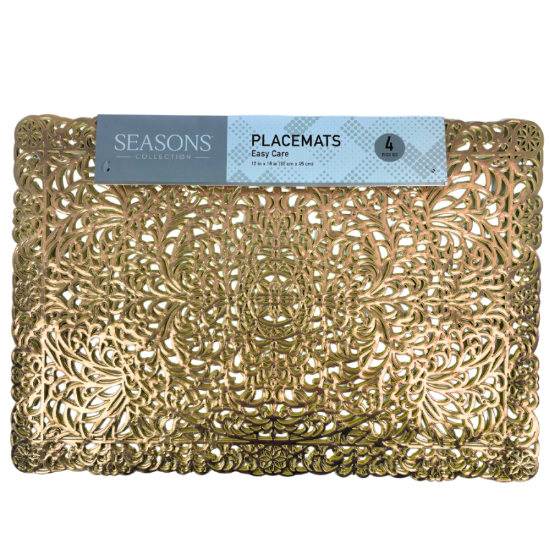 Set of 4 - Golden Festive Placemats
