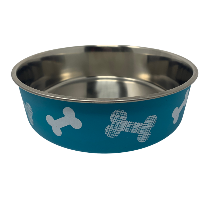 Non-Slip Stainless Steel Dog Bowl - Blue