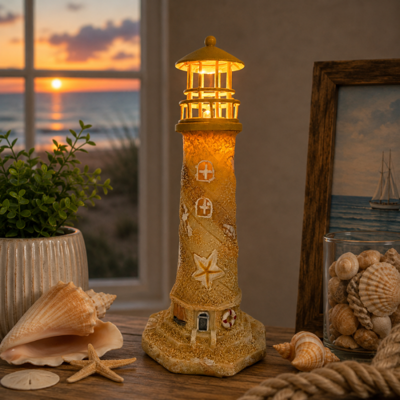 6.5" Resin Lighthouse w/ LED Blinking Light