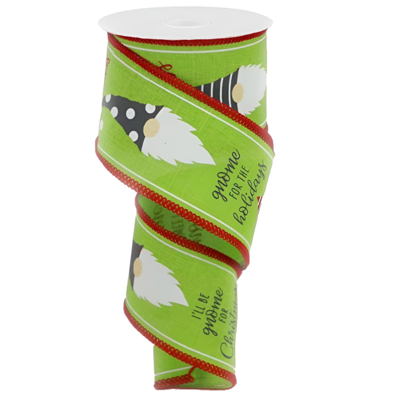 2.5" x 10yd Gnome For Christmas Ribbon