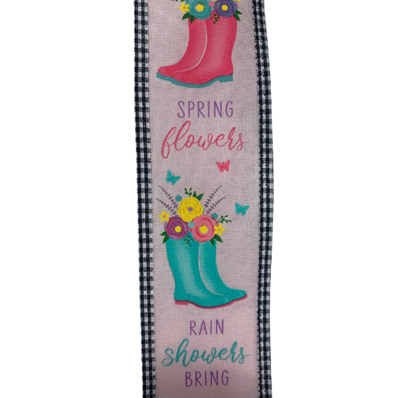 2.5" x 10 yd Pink Spring Showers