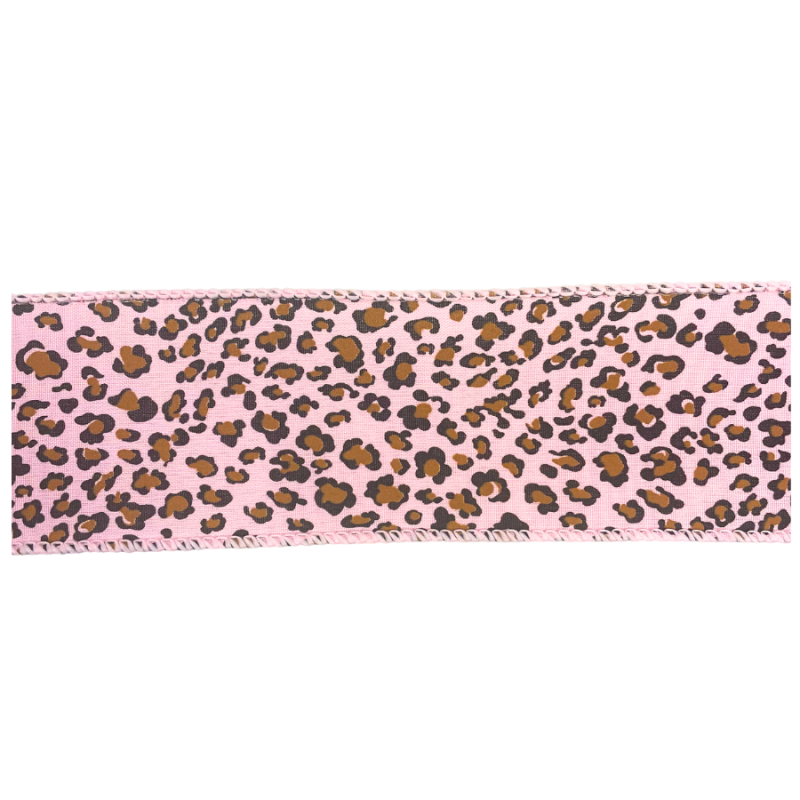2.5" x 10yd Leopard Print on Pink Ribbon