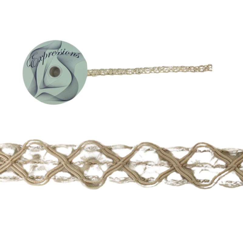 5/8" x 10yd Braided Ribbon- Beige