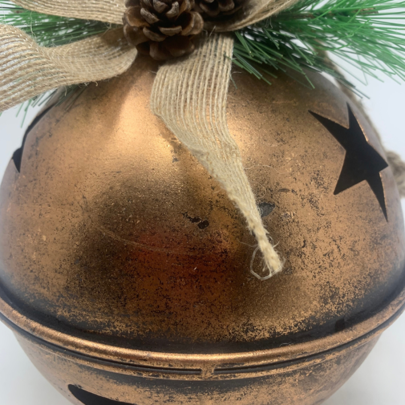 9" Bronze Christmas Bell with Pinecones
