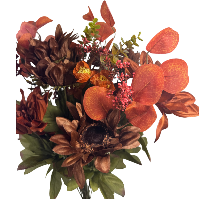 22" Copper Sunflower & Dahlia Bush