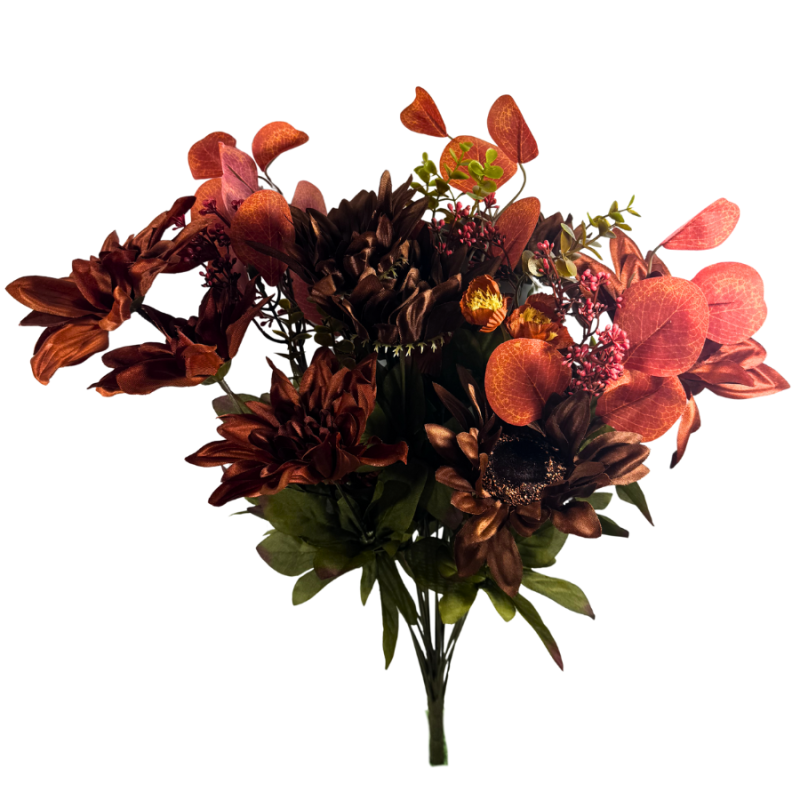 22" Copper Sunflower & Dahlia Bush