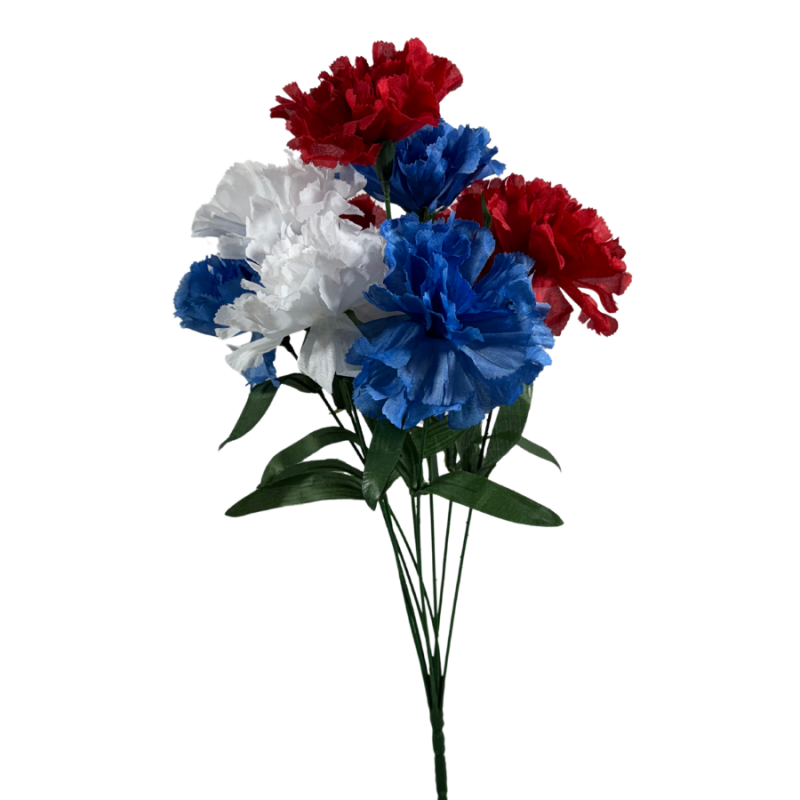 19" Carnation Bush- Red, White & Blue